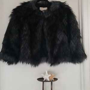 MICHAEL KORS CROP FAUX FUR JACKET